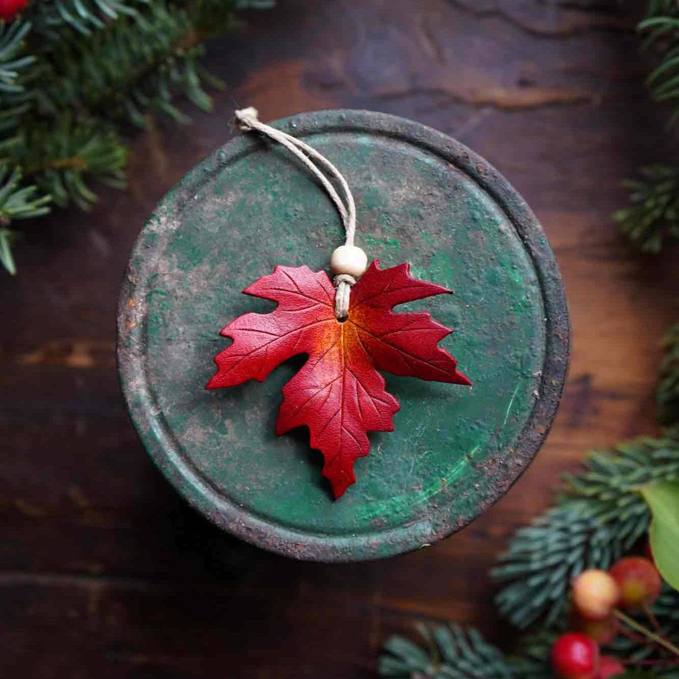 Leather Maple‑Leaf Ornament