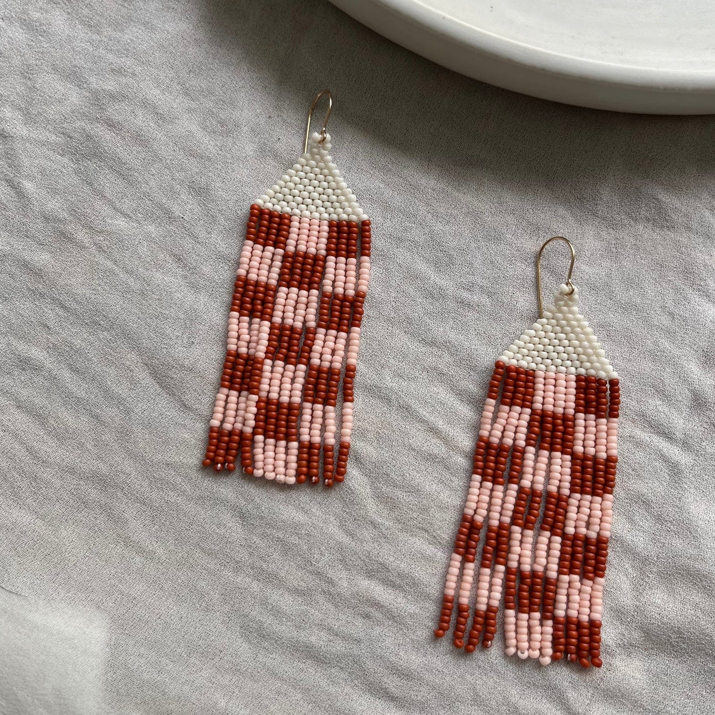 Pink Checker Beaded Earrings Pink Checker Beaded Earrings