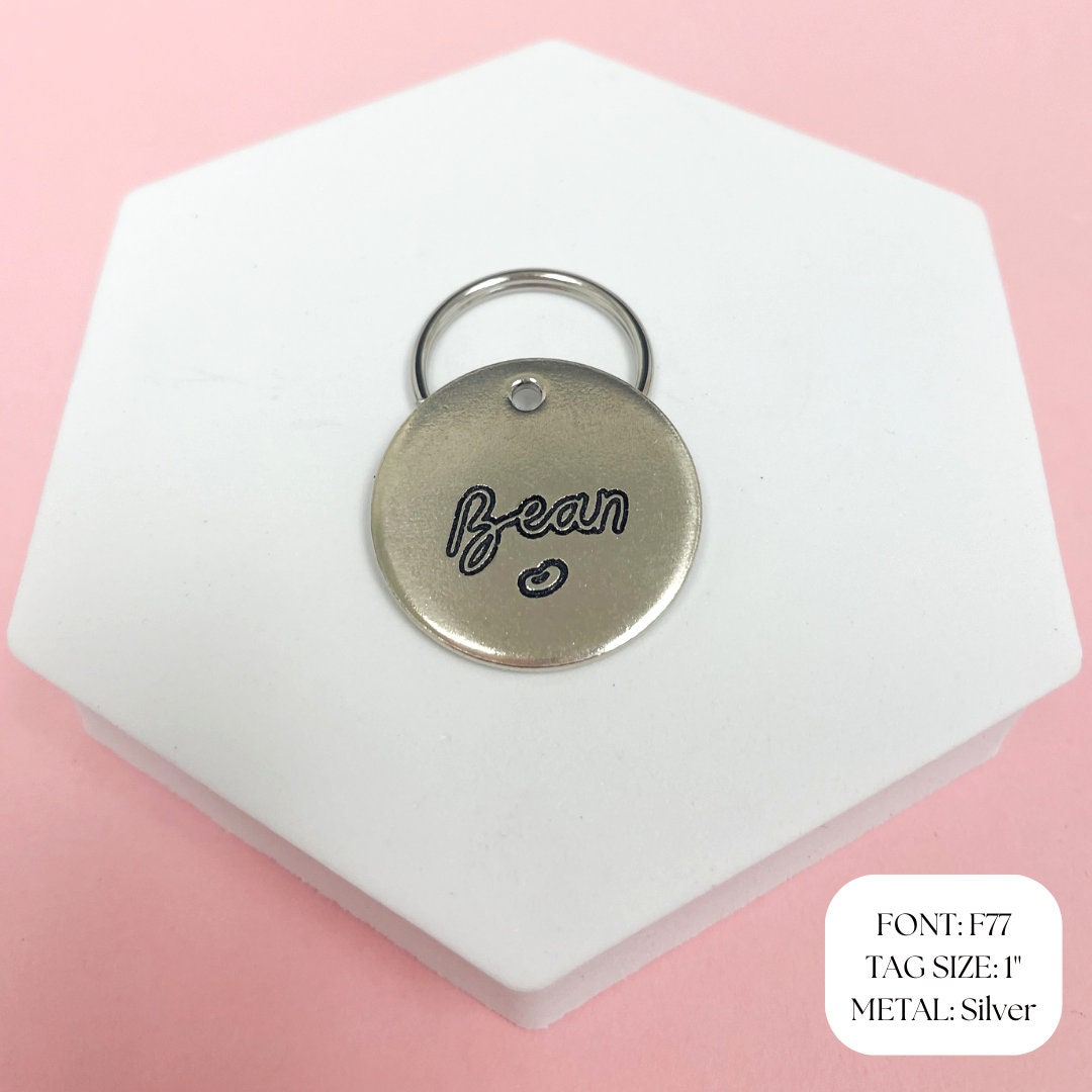 Bean Engraved Pet ID Tag Brass Circle 1